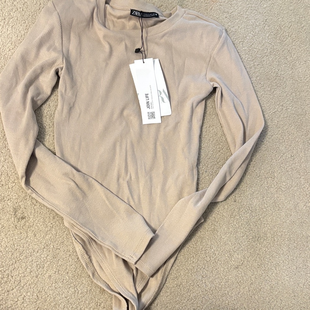 Zara Cream Long Sleeve Bodysuit